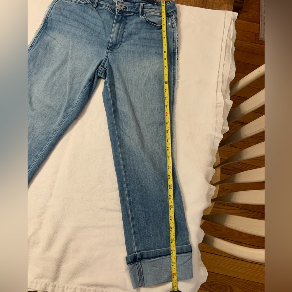 J. Jill Light Blue High Ride Cropped Fringe Jeans. Size 8 - Picture 6 of 11